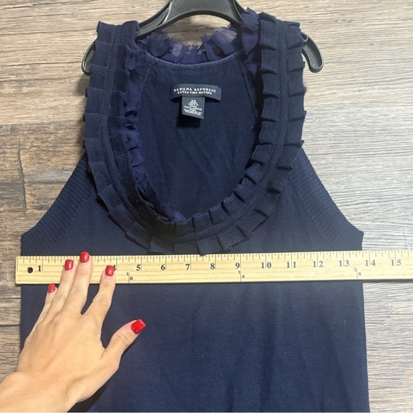 Banana Republic Navy Ruffle Merino Wool Tank Top - Picture 6 of 6